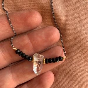 Sterling Herkimer Diamond / Black Spinel Necklace